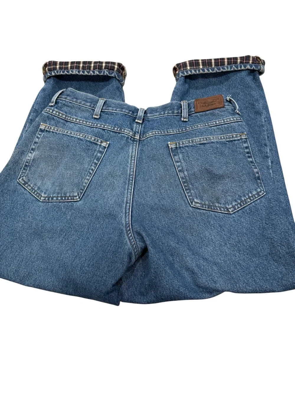 L.L. Bean Flannel Lined Relaxed Fit Denim Light Wash Blue Jeans 34X29.